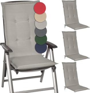 Beautissu 4er Set Hochlehner Auflagen Loft HL 120 x 50 x 6 cm Hellgrau