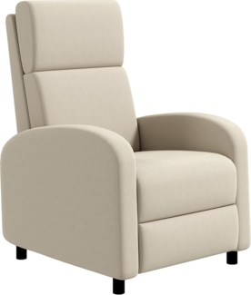 HOMCOM Relaxsessel Fernsehsessel mit Liegefunktion (gepolstert TV-Sessel, 1-St, Liegesessel mit Leinenoptik, Fußstütze), bis 120 kg Belastbar, für Wohnzimmer, Cremeweiß