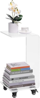 Navaris Wohnzimmertisch Beistelltisch aus Acrylglas in C-Form mit Rollen - Tisch klein (1-St)