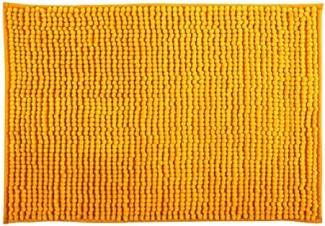 MSV Badteppich Badvorleger Duschvorleger Chenille Hochflor Badematte 50x80 cm – Safran Gelb