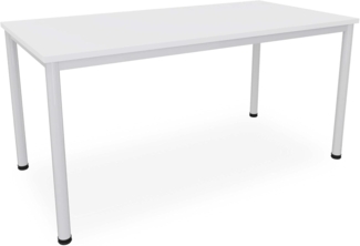 Dila GmbH Schreibtisch in verschiedenen Größen und Farben graues Metallgestell Konferenztisch Besprechungstisch Arbeitstisch Universaltisch Bürotisch Verkaufstisch (B: 160 cm x T: 80 cm, Weiß)