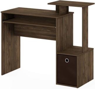 Furinno Econ Mehrzweck Home Office Computer Schreibtisch mit Ablage und Einschub, Holz, Columbia Walnut/Dunkelbraun, 40x100. 08x86. 61 cm