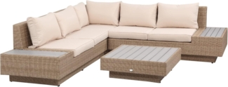 Outsunny Sitzgruppe 4-tlg. Luxus Polyrattan Gartengarnitur, (Gartenmöbel, 4-tlg, Gartensofa), für Garten, Balkon, Braun