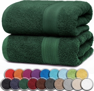 NatureMark 2er Pack SAUNATÜCHER Premium Qualität 80x200cm SAUNATUCH Sauna-Handtuch 100% Baumwolle Farbe: Dunkel Grün