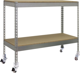 Simon Rack SimonTaller Industrieregal, 75 kg Biegepunkt, 975 x 1200 x 600 mm, 2 Höhen aus Holz, Lagerregal, inklusive Räder, verzinkt/Holz