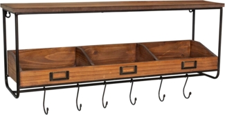 Antic Line Wandregal Hängeregal mit 3 Fächer u. Haken Industrial SEB17262