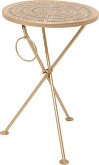 Kare Design Beistelltisch Clack Mosaic, Braun, 35cm Durchmesser, Couchtisch, Ablage, Glas Tischplatte, Stahlgestell, Rund