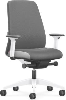 Interstuhl Every Interior Edition – Der Bürostuhl folgt der Bewegung des Körpers nach vorne und hinten – mit Verstellbarer Lordosenstütze (Grau | Weiß)