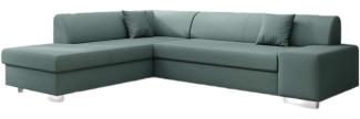 Designer Sofa Pina mit Schlaf- und Klappfunktion Stoff Grün Links