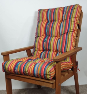 Rattani Hochlehnerauflage Polster für Gartenstuhl Hochlehner Auflage Sylva 120x50 Teflon Caribe, UV-Beständig, Wasserbeständig, Haltebänder, extra dicke Füllung.