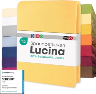 CelinaTex Jersey Spannbettlaken Lucina für Kids Doppelpack 60x120-70x140 cm Creme gelb 100% Baumwolle gekämmt superweich Spannbettbezug, Leintuch, Bettlaken, elastisch, Strech, Oeko-Tex