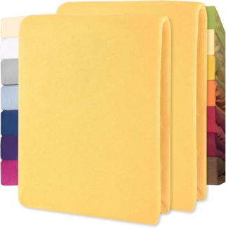 CelinaTex Jersey Spannbettlaken Lucina für Kids Doppelpack 60x120-70x140 cm Creme gelb 100% Baumwolle gekämmt superweich Spannbettbezug, Leintuch, Bettlaken, elastisch, Strech, Oeko-Tex