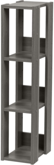 Iris Ohyama, Bücherregal, 3-stufiges Regal, 14 cm breite verstellbare Regale, Stabil, Industriell, Waschküche, Wohnzimmer, Eingangsbereich, Schlafzimmer, Büro - Open Wood Rack OWR-200- Eiche Grau