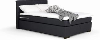 Mivano Beast Boxbett, Komfortables Bett mit Durchgehender Matratze (H3) und Topper, Flachgewebe Jam Schwarz, Liegefläche 140x200 cm