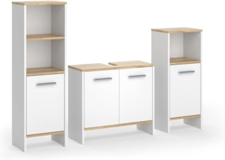 Badmöbel-Set Karli Weiß/Goldkraft Eiche 3-teilig Vicco