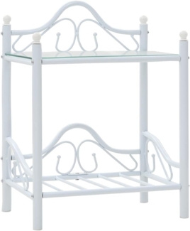vidaXL Nachttisch Stahl und Hartglas 45x30,5x60 cm Weiß 246728