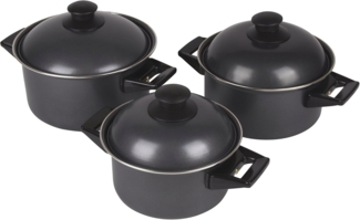 Bo-Camp Küche BC casserol Rondo Stahl-Carbon 3 Black