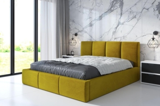 Polsterbett ORINO 140x200 mit Matratze, Bettkasten und Lattenrost. Farbe: Bernesteigraun 34