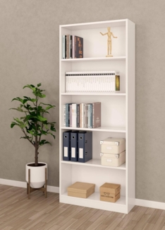 Dmora - Boston Bücherregal, Lineares Bücherregal mit 4 Regalen, Büro- oder Schlafzimmerregal, Modernes Bücherregal, 80x28h201 cm, Weiß