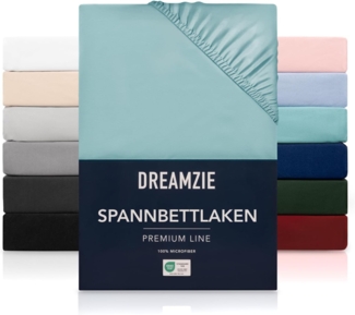 Dreamzie Spannbettlaken, 140x190/200 cm, für Dicke Matratzen bis 33 cm – 100% Mikrofaser-Polyester – Aqua Zertifiziert ohne Chemikalien (Oeko Tex), Spannbettlaken mit Rundumgummizug