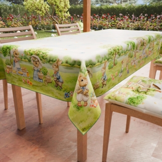 PETTI Artigiani Italiani - Tischdecke für Ostern, schmutzabweisend, rechteckig, für die Küche, Design PIC NIC, X6 Plätze (140x180 cm), 100% Made in Italy