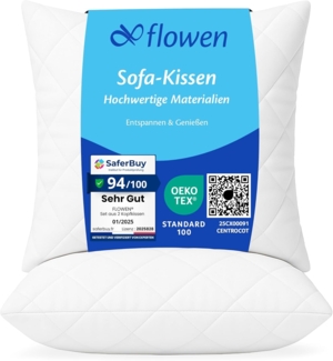 Flowen Kissen 40x40 Kopfkissen 2er Set für Sofa und Bett Innenkissen Hypoallergene Anti-Milben Kissenfüllung mit Weicher Gesteppter Kissenbezug 100% Polyester für Haus/Hotel