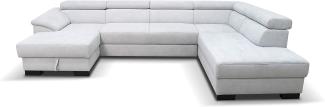 DOMO Collection David Wohnlandschaft | Sofa mit Federkern und Schlaffunktion in U-Form, Schlafsofa Rückenfunktion, grau, 166 x 337 x 232 cm