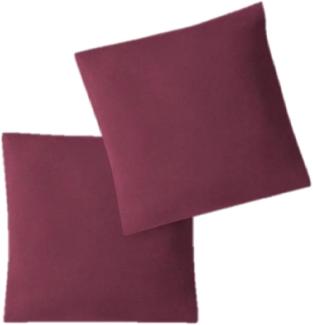 Jersey Kissenbezug, 2er Set, Baumwolle, Bordeaux, 80x80 cm