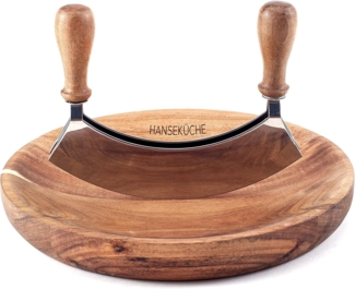 Hanseküche Wiegemesser Wiegemesser mit Brett – FSC®-zertifiziert, Nachhaltig, Ergonomisch Geformt, Langlebig