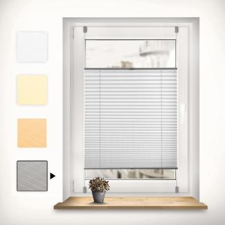 Sonello Plissee Klemmfix ohne Bohren 70cm x 200cm Grau Faltrollo Plisseerollo Jalousie für Tür & Fenster Blickdicht Sichtschutz Sonnenschutz Fertifplissee Rollo