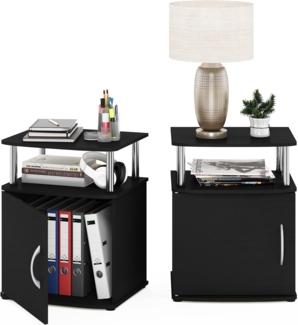 Furinno JAYA Utility Design Beistelltisch, 2er-Set, Americano, Edelstahlrohre