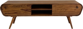 Lowboard Sheesham Massivholz 160cm TV Board 2 Schubladen Retro Skandi Design