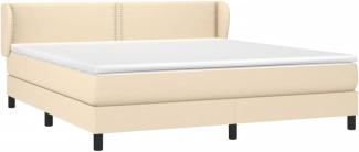 vidaXL Boxspringbett mit Matratze Creme 160x200 cm Stoff 3126178