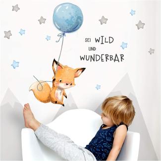 Little Deco Aufkleber Spruch sei wild & Fuchs, Größe L - 204 x 95 cm (BxH)