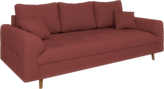 S-Style Möbel 3-Sitzer Sofa Zara mit Holzfüßen im skandinavischen Stil aus Cord-Stoff, mit Wellenfederung