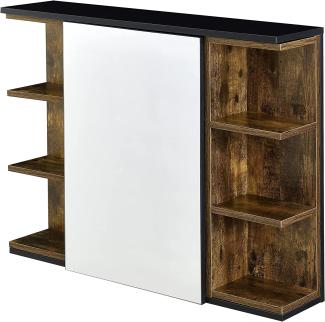 Badezimmerschrank Harstad 64x80x20 cm Dunkler Holzton / Schwarz en. casa