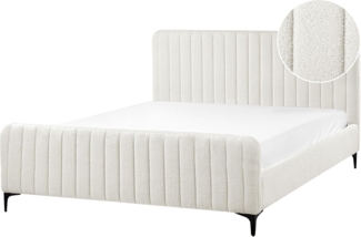 Bett mit Lattenrost Bouclé LUNAN 160 x 200 cm Cremeweiß