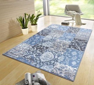 Kurzflor Teppich Bloques Hielblau - 120x170x0,9cm