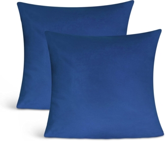 leevitex® Kissenbezüge Kissenbezug, 2er Set, feine Jersey-Qualität, 100% Baumwolle, robuster Reißverschluss