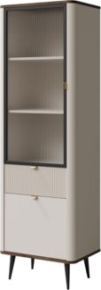 Vitrine Rotevio 1S1D1W RE03 (Farbe: Cashmere / Cashmere + Nuss)
