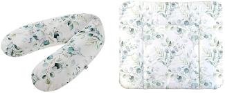 Rotho Babydesign Stillkissen-Set Multi, 190x35 cm, Inkl. Breite Wickelauflage, 85x72 cm, ab 0 Monate, Natural Leaves