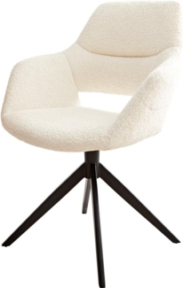 Drehstuhl Yago-Flex XL mit Armlehnen Bouclé Weiß Kreuzgestell breit Schwarz 360° drehbar