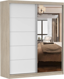 imoebel24 Schwebetürenschrank BELLA 03 183 cm - Sonoma / Weiss