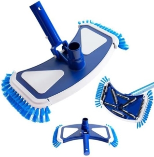 Arebos Poolbürste Bodensaugerbürste für Pool mit Ø 32/38 mm Schlauchanschluss Blau-Weiß, Inklusive besonders schnellen Clip-Systems