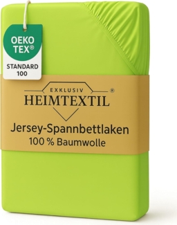 EXKLUSIV HEIMTEXTIL Marke Jersey Spannbettlaken 120 x 200 cm Apfelgrün 100% Baumwolle Öko - Tex Zertifiziert Bed-Sheet Bettlaken Spannbetttuch Topper Leinentuch