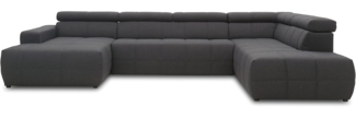 DOMO. collection Brandon Sofa, Wohnlandschaft mit Rückenfunktion in U-Form, Polsterecke Eckgarnitur Polstergarnitur, dunkelgrau, 175 x 359 x 228 cm