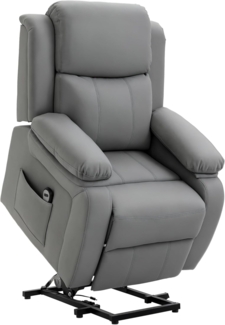 HOMCOM Relaxsessel mit Aufstehhilfe, Liegefunktion (Fernsehsessel, 1-St, Gepolstert TV-Sessel), mit Aufsteh-Funktion, Grau