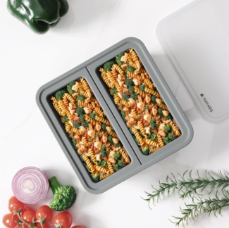 Navaris Aufbewahrungsbox XXL Eiswürfelform aus Silikon Suppenwürfel Gefrierschale mit Deckel (1 St), Große Suppen Freezer Eiswürfelbecher Eiswürfelform Becher groß