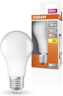OSRAM LED Star Classic A60 LED Lampe für E27 Sockel, Birnenform, matte Optik, 806 Lumen, warmweiß (2700K), Ersatz für herkömmliche 60W Glühbirnen, nicht dimmbar, 1er-Pack