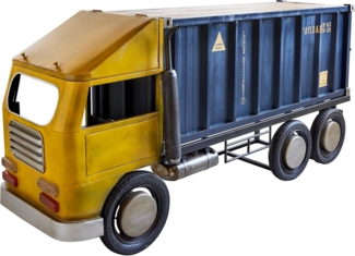 Bar LKW 220x110 cm Metall Mangoholz Blau Gelb
